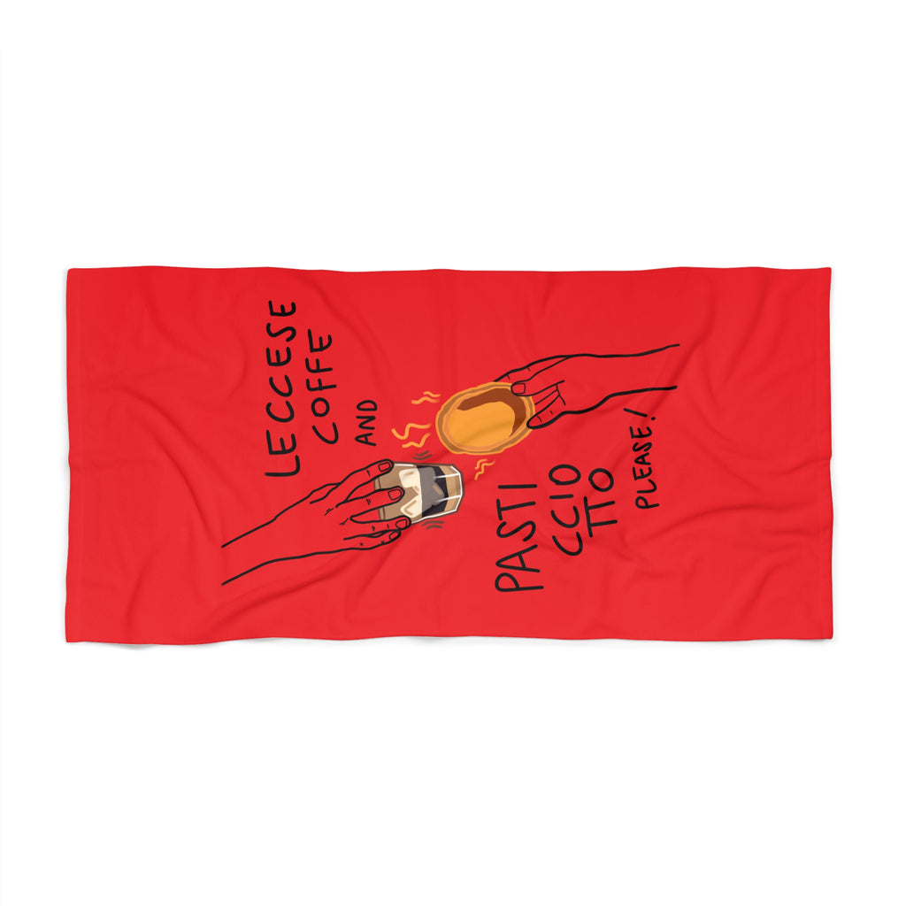 "Leccese coffe and Pasticciotto please" Red - Beach Towel